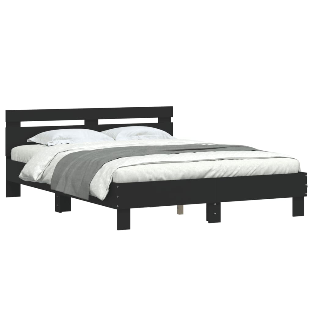 Bed Frame | Black | Engineered wood | Double | Modern | Bed Frame
