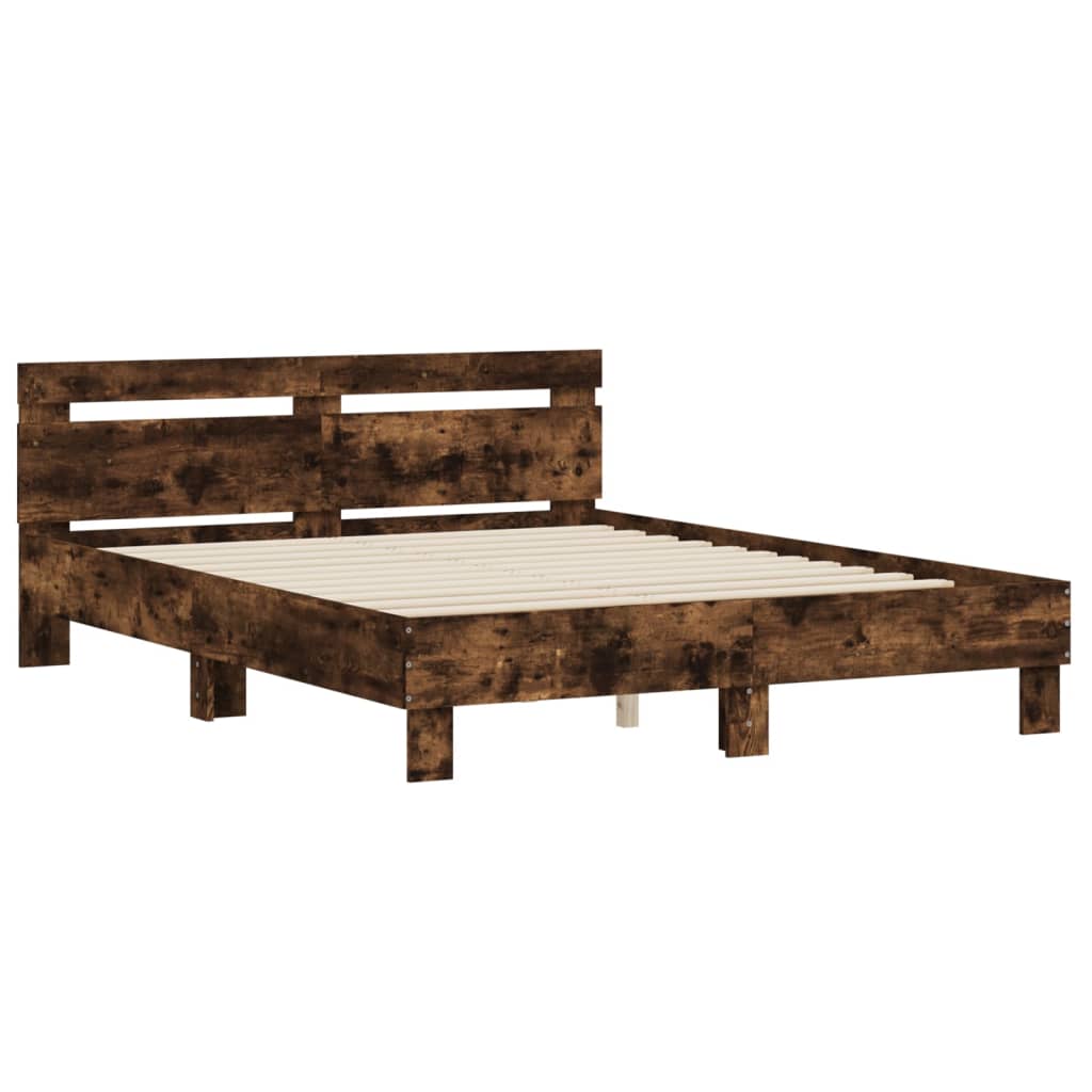 Bed Frame without Mattress Smoked Oak 140x200 cm