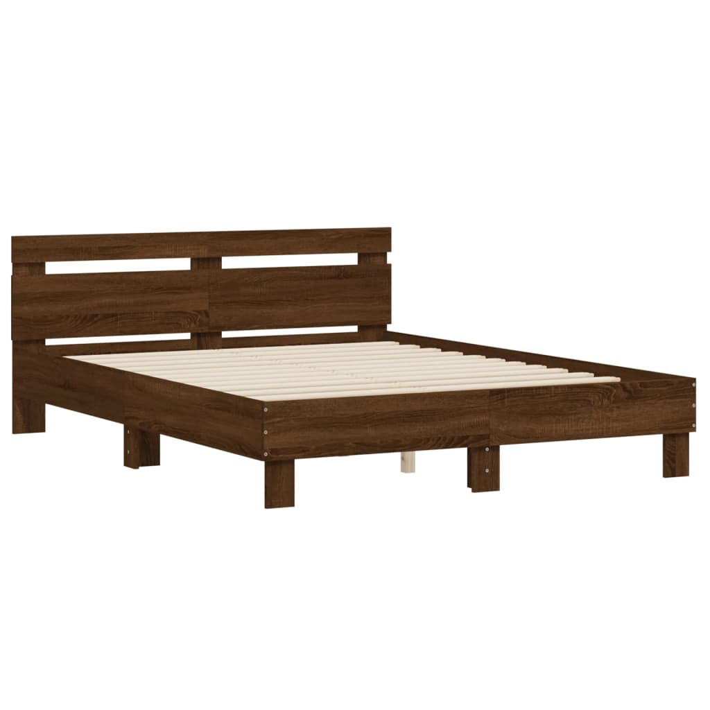 Bed Frame without Mattress Brown Oak 140x200 cm
