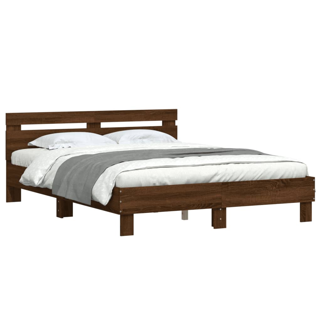 Bed Frame without Mattress Brown Oak 140x200 cm