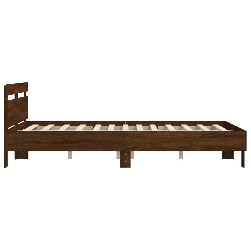 Bed Frame without Mattress Brown Oak 140x200 cm