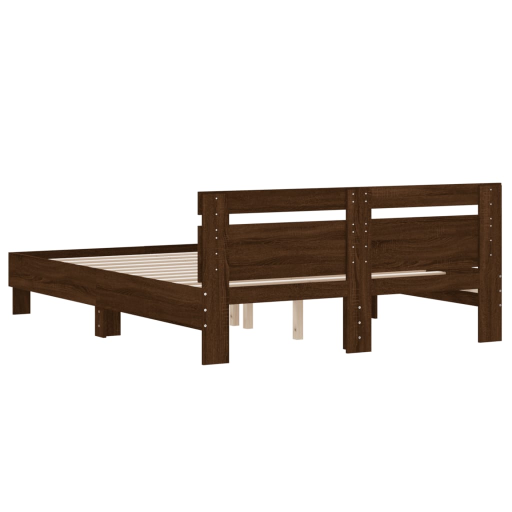 Bed Frame without Mattress Brown Oak 140x200 cm