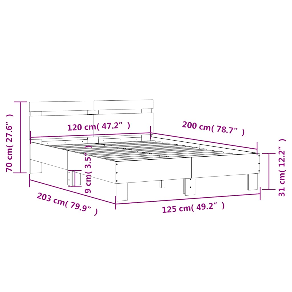 Bed Frame without Mattress Concrete Grey 120x200 cm