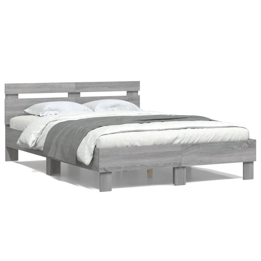 Bed Frame | Grey Sonoma | Engineered Wood | Double | Modern | Bed Frame