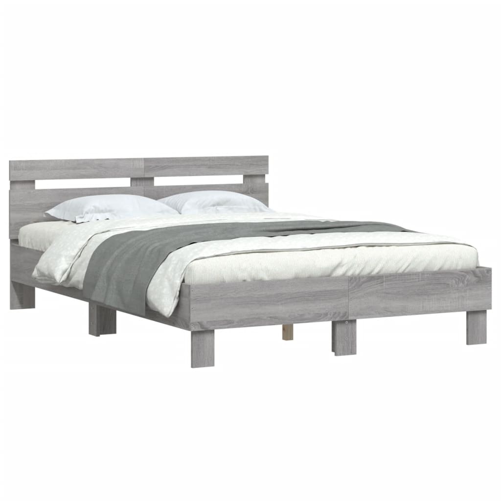 Bed Frame | Grey Sonoma | Engineered Wood | Double | Modern | Bed Frame