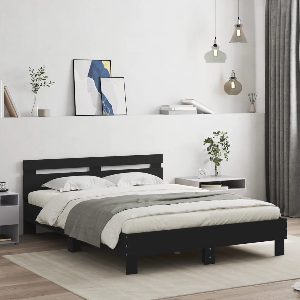 Bed Frame | Black | Engineered wood | Double | Modern | Bed Frame