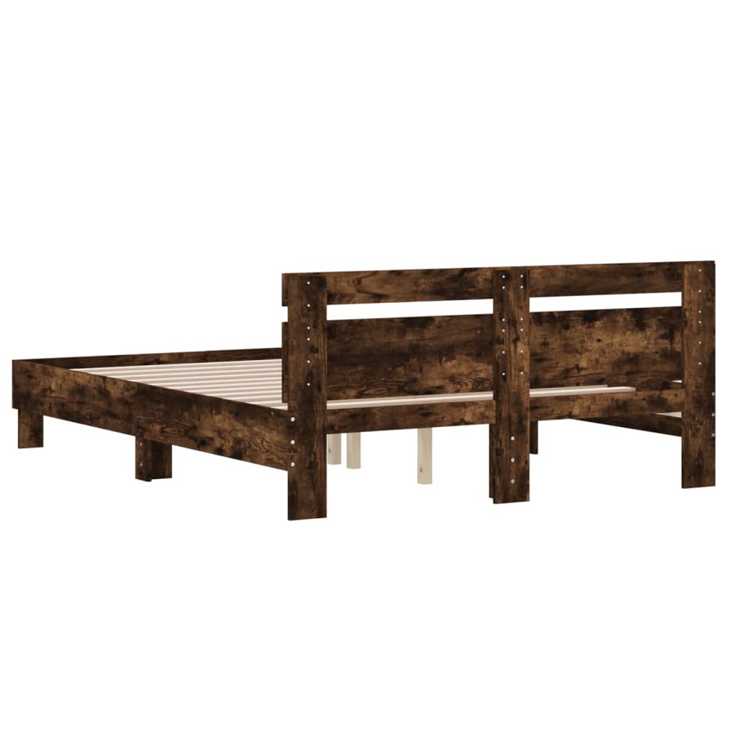 vidaXL Bed Frame without Mattress Smoked Oak 140x190 cm