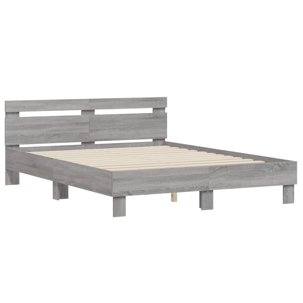 Bed Frame without Mattress Grey Sonoma 140x190 cm