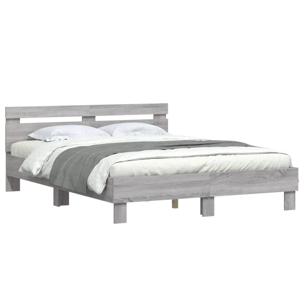 Bed Frame without Mattress Grey Sonoma 140x190 cm
