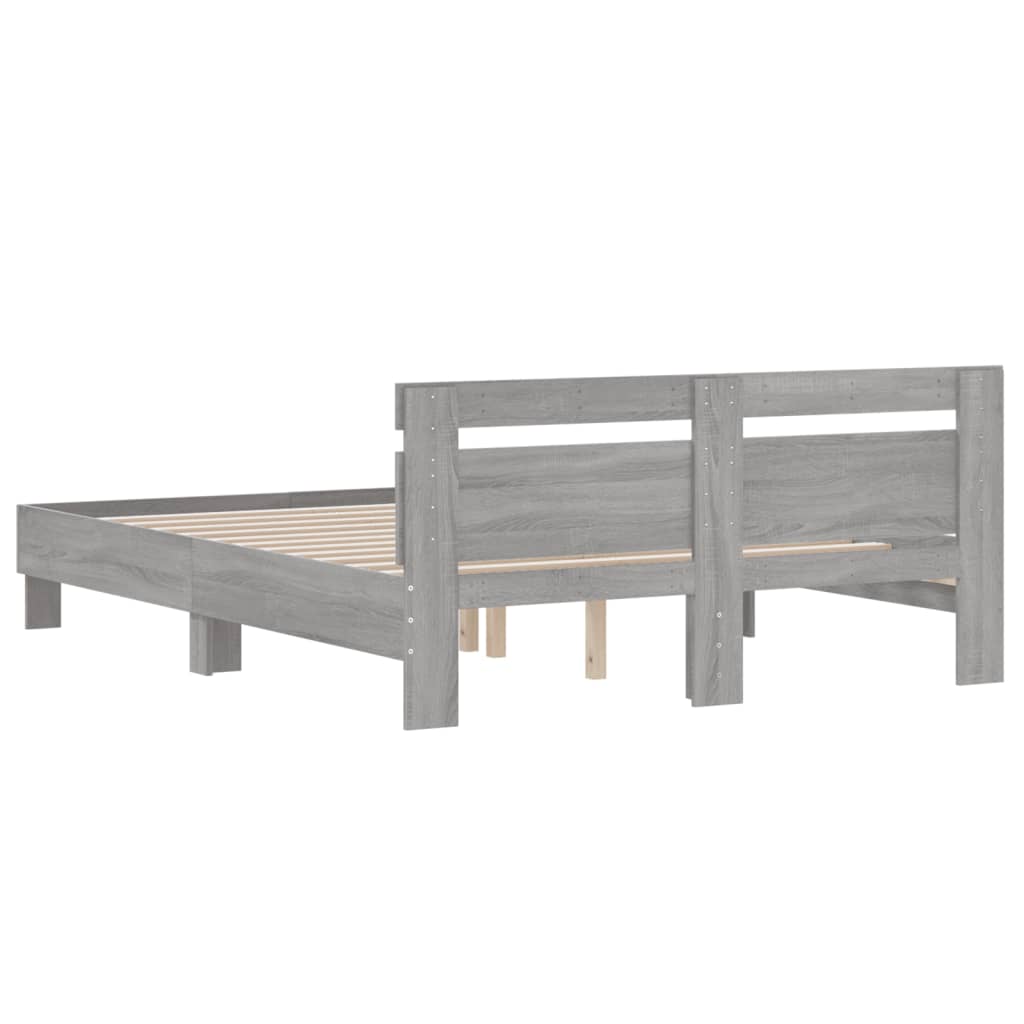 Bed Frame without Mattress Grey Sonoma 140x190 cm