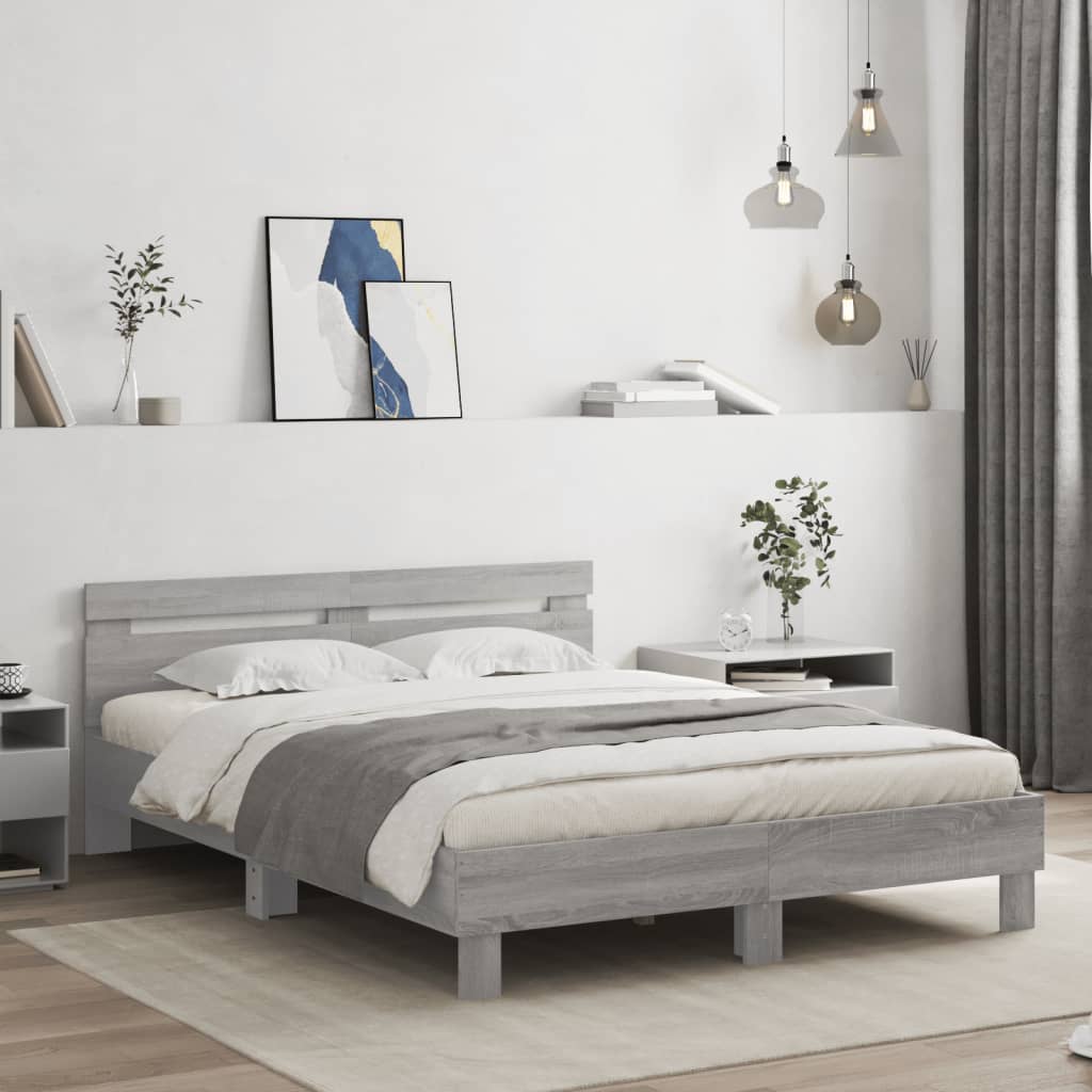 Bed Frame without Mattress Grey Sonoma 140x190 cm
