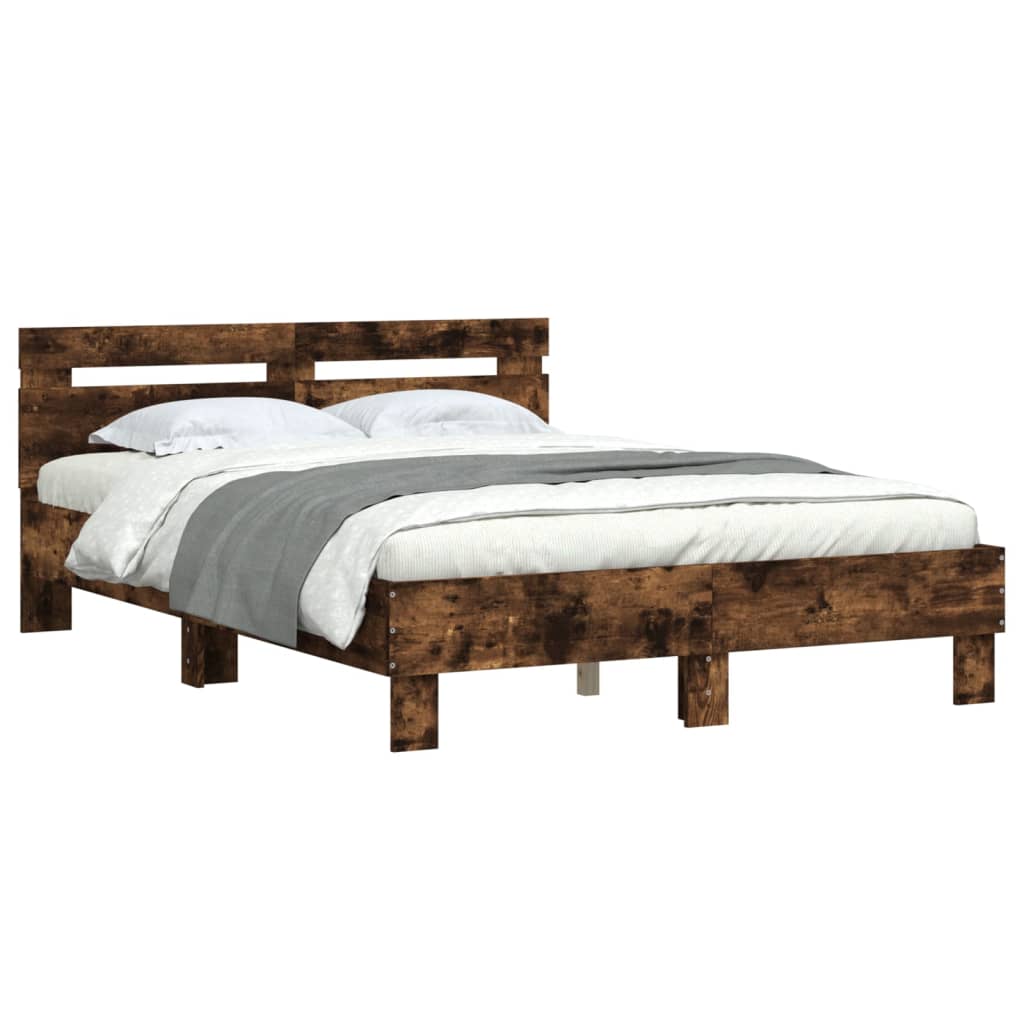 Bed Frame without Mattress Smoked Oak 135x190 cm Double
