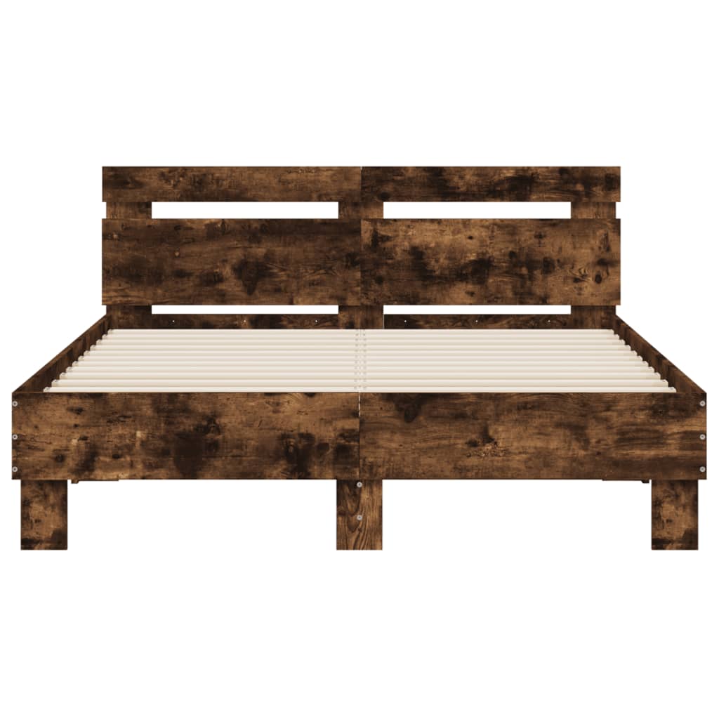 Bed Frame without Mattress Smoked Oak 135x190 cm Double