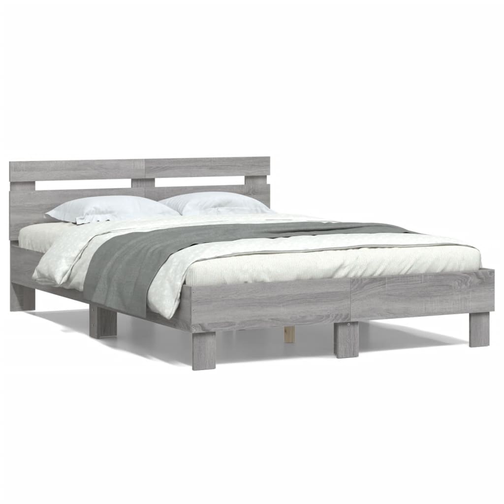 Bed Frame without Mattress Grey Sonoma 135x190 cm Double