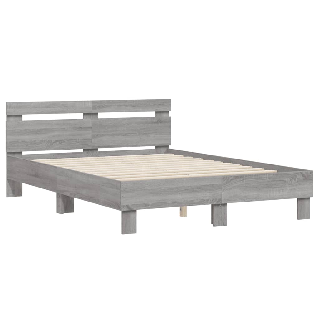 Bed Frame without Mattress Grey Sonoma 135x190 cm Double