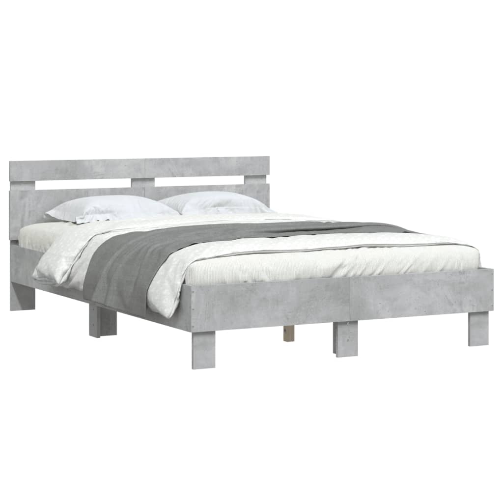Bed Frame without Mattress Concrete Grey 120x190 cm Small Double