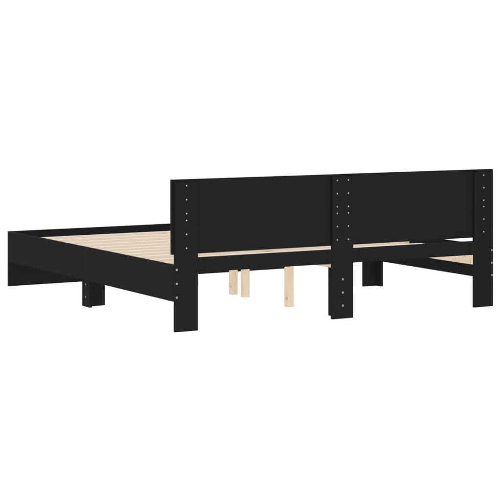 Bed Frame | Black | Engineered wood and plywood | 200x200 cm | Modern