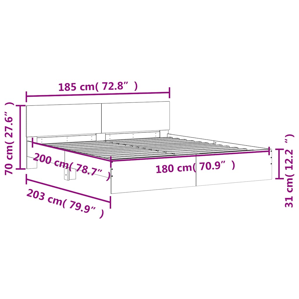 Bed Frame | Sonoma Oak | Engineered wood | Super King | Durable