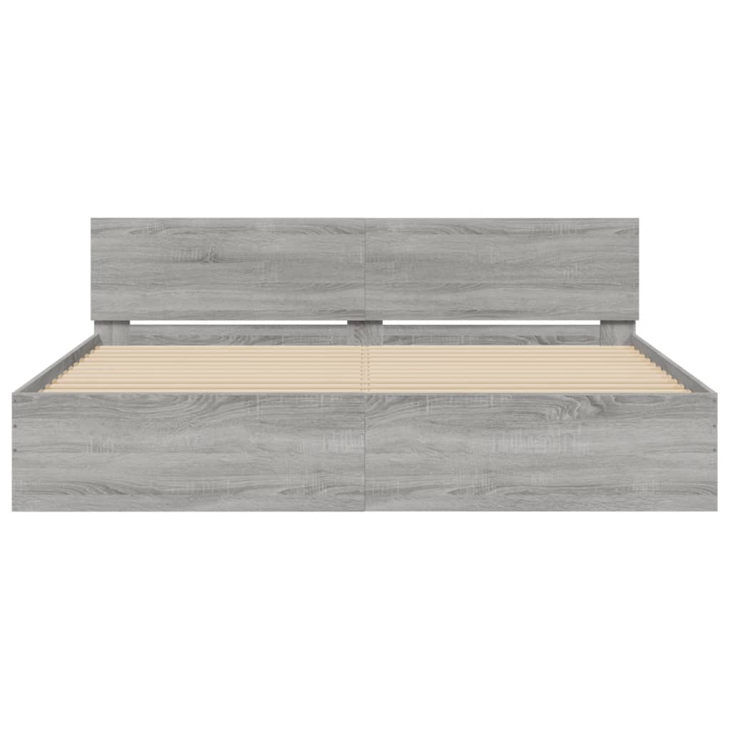 Bed Frame without Mattress Grey Sonoma 180x200 cm Super King