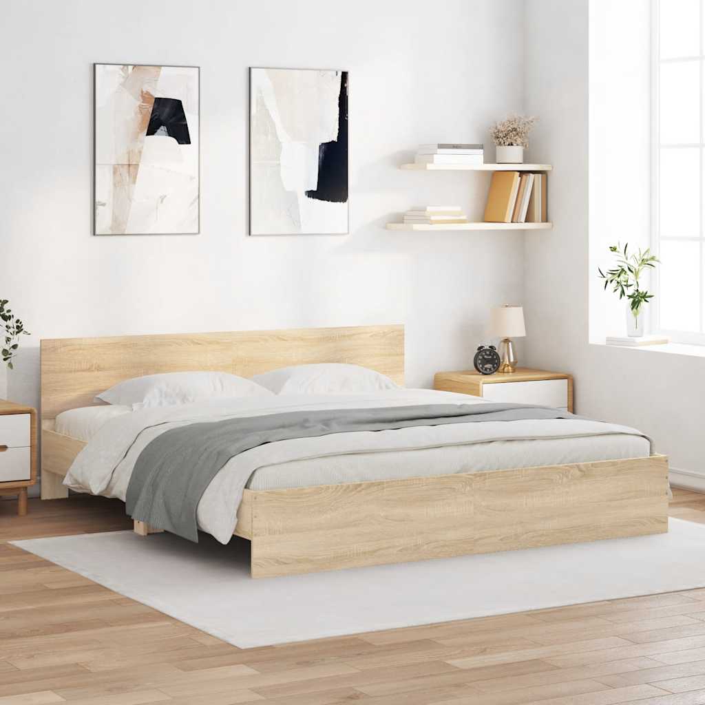 Bed Frame | Sonoma oak | Engineered wood, Plywood | Double | Durable
