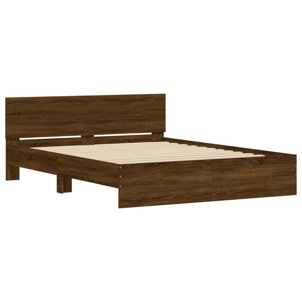 Bed Frame | Brown Oak | Engineered Wood | King |  Modern  | Bed Frame