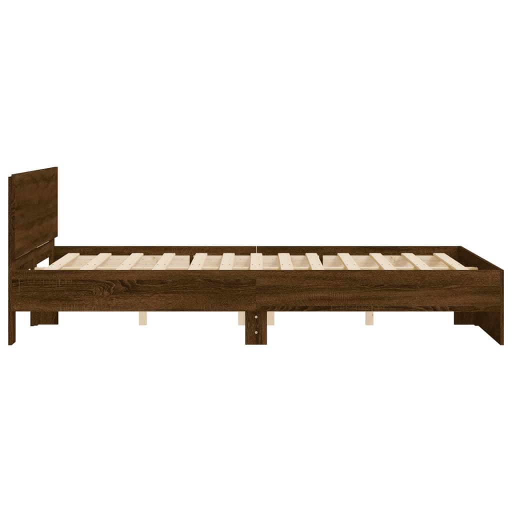 Bed Frame | Brown Oak | Engineered Wood | King |  Modern  | Bed Frame