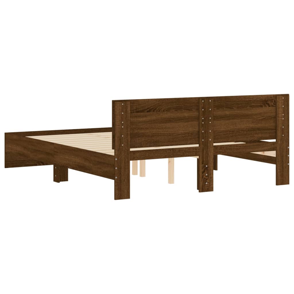 Bed Frame | Brown Oak | Engineered Wood | King |  Modern  | Bed Frame