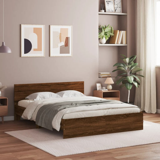 Bed Frame | Brown Oak | Engineered Wood | King |  Modern  | Bed Frame