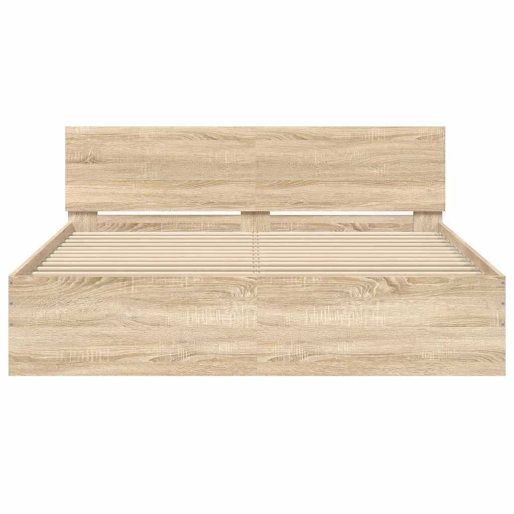 Bed Frame without Mattress Sonoma Oak 140x200 cm