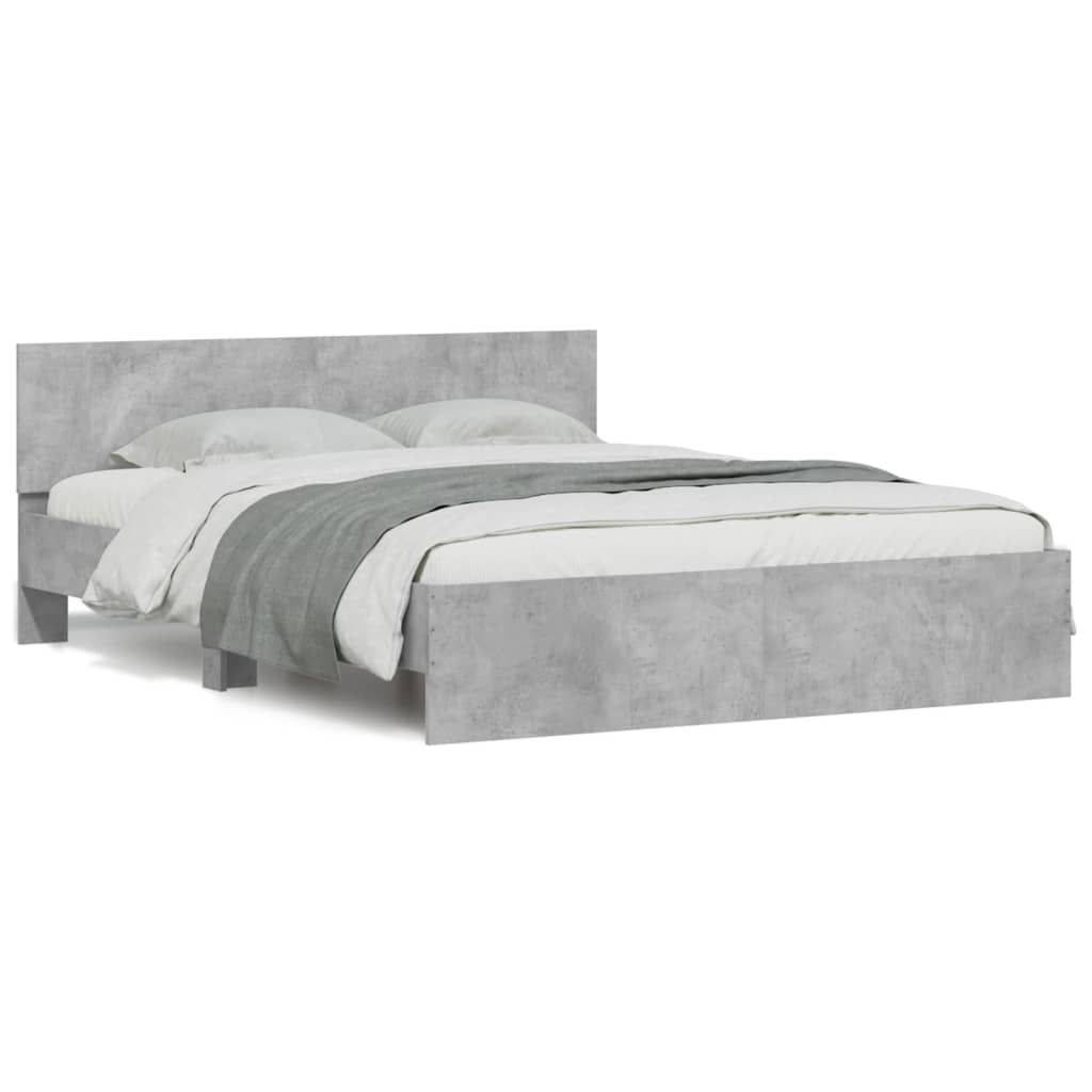 Bed Frame | Concrete Grey | Engineered wood, Plywood | Double | Modern