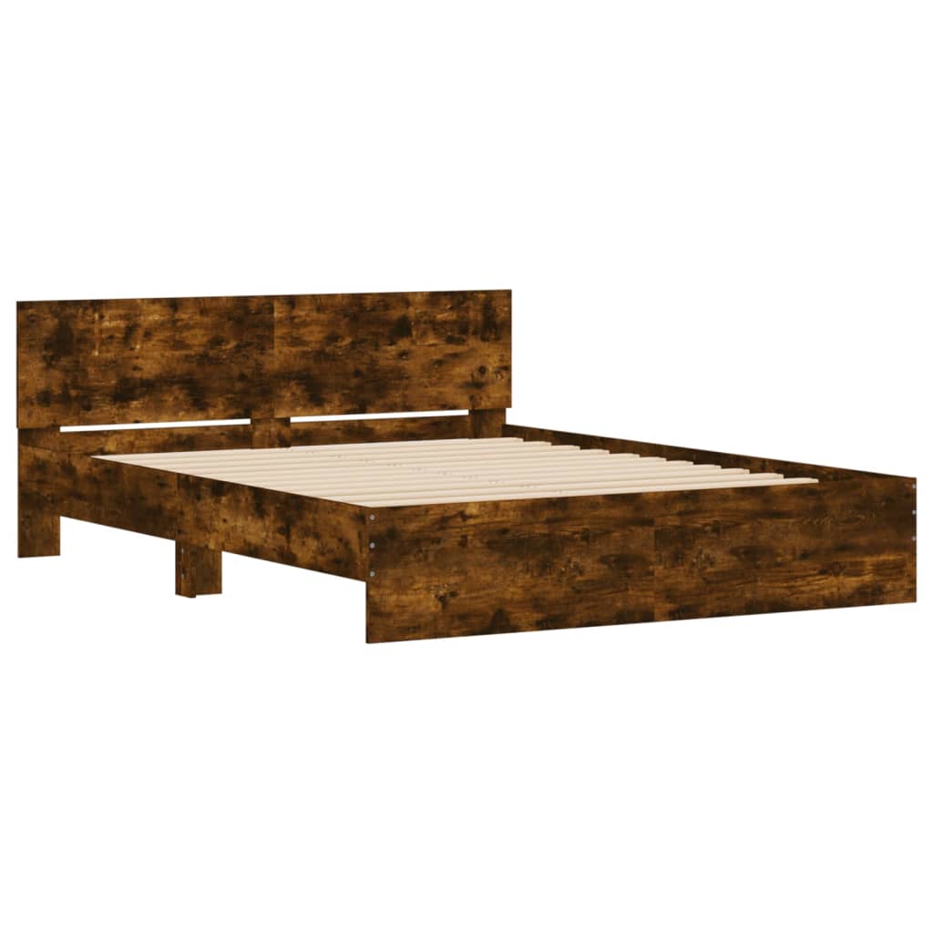 Bed Frame | Smoked oak | Engineered wood | 140x200 cm | Durable