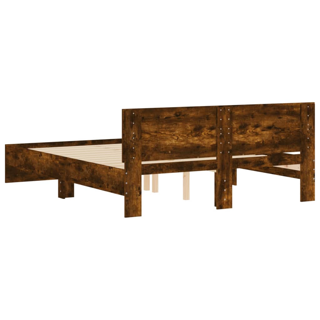 Bed Frame | Smoked oak | Engineered wood | 140x200 cm | Durable