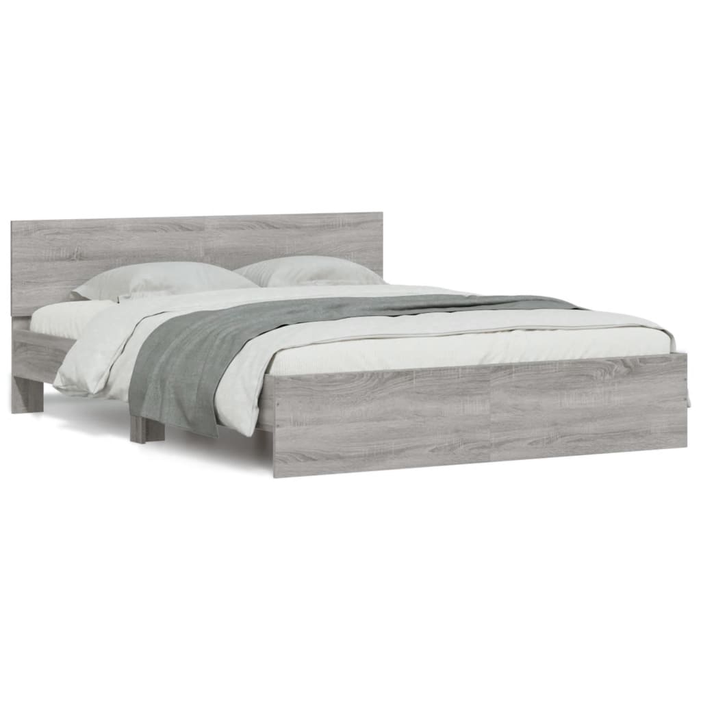 Bed Frame | Grey Sonoma | Engineered wood, Plywood | 140x200 cm | Modern