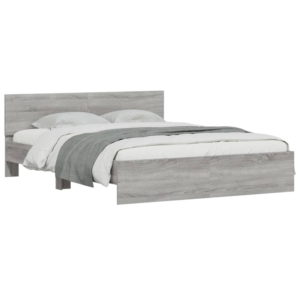Bed Frame | Grey Sonoma | Engineered wood, Plywood | 140x200 cm | Modern
