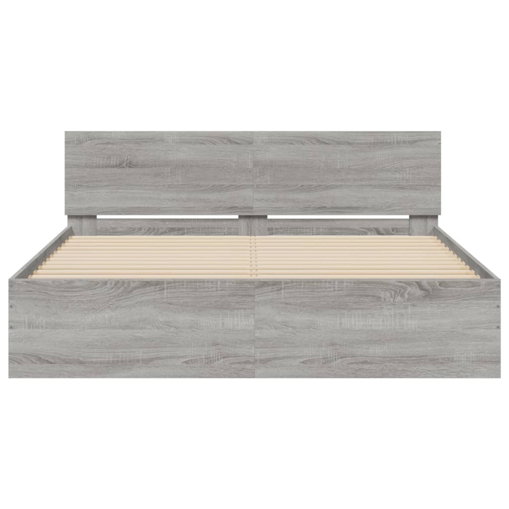 Bed Frame | Grey Sonoma | Engineered wood, Plywood | 140x200 cm | Modern