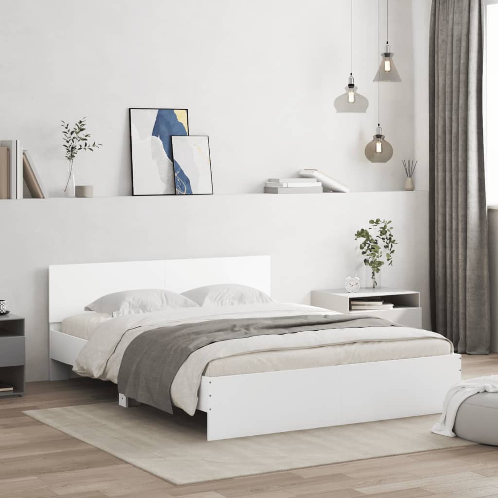 Bed Frame | White | Engineered wood | Double | Modern | Bed Frame