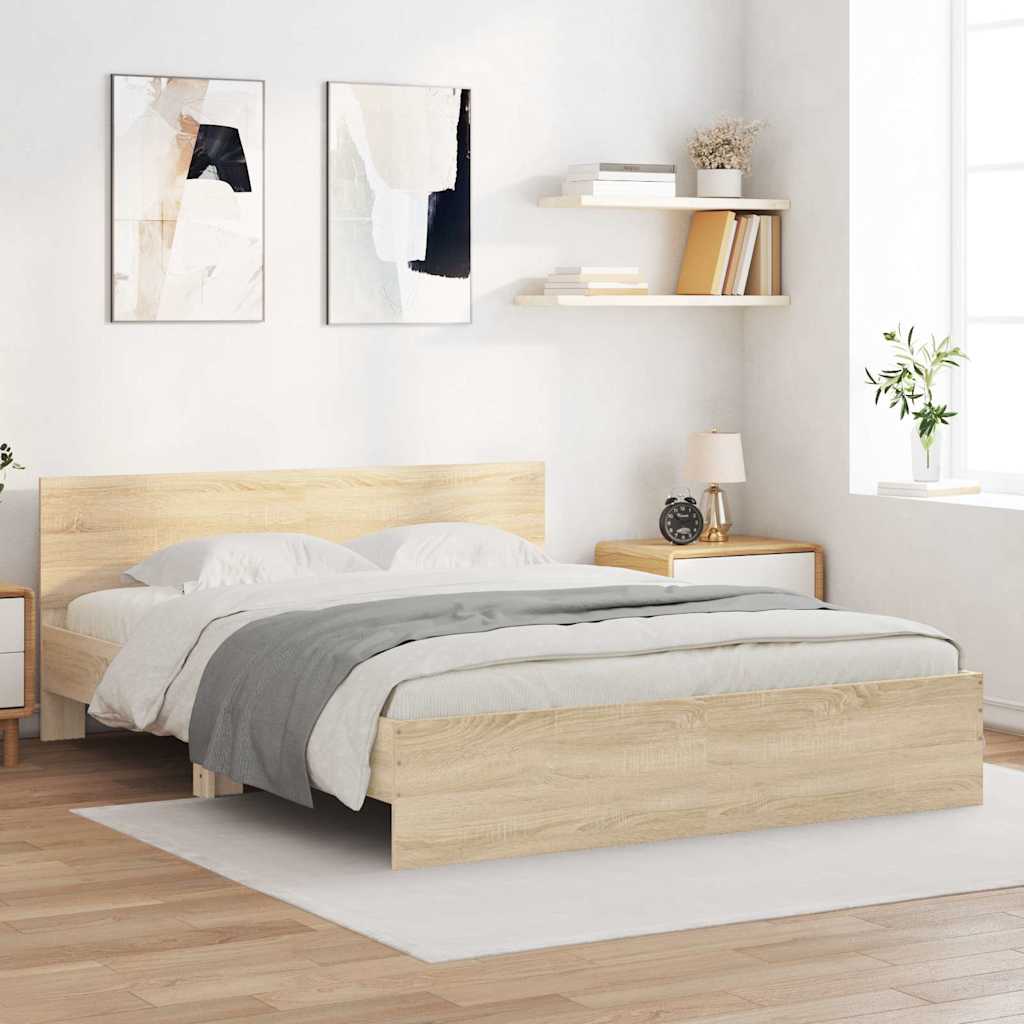 Bed Frame | Sonoma Oak | Engineered Wood | Double | Durable | Bed Frame
