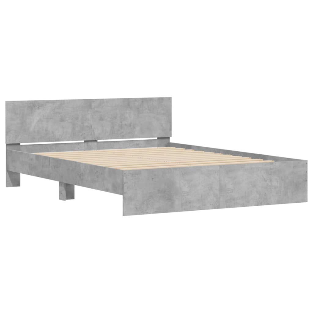 Bed Frame | Concrete grey | Engineered wood, Plywood | Double | Durable