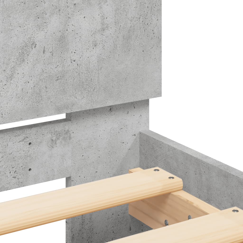 Bed Frame | Concrete grey | Engineered wood, Plywood | Double | Durable