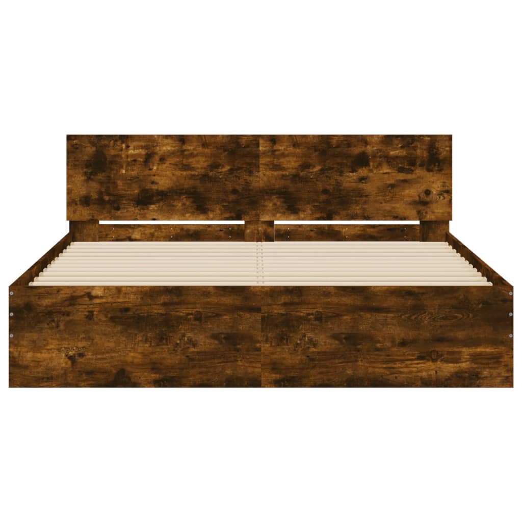 Bed Frame | Smoked oak | Engineered wood, Plywood | 140 x 190 cm | Sturdy