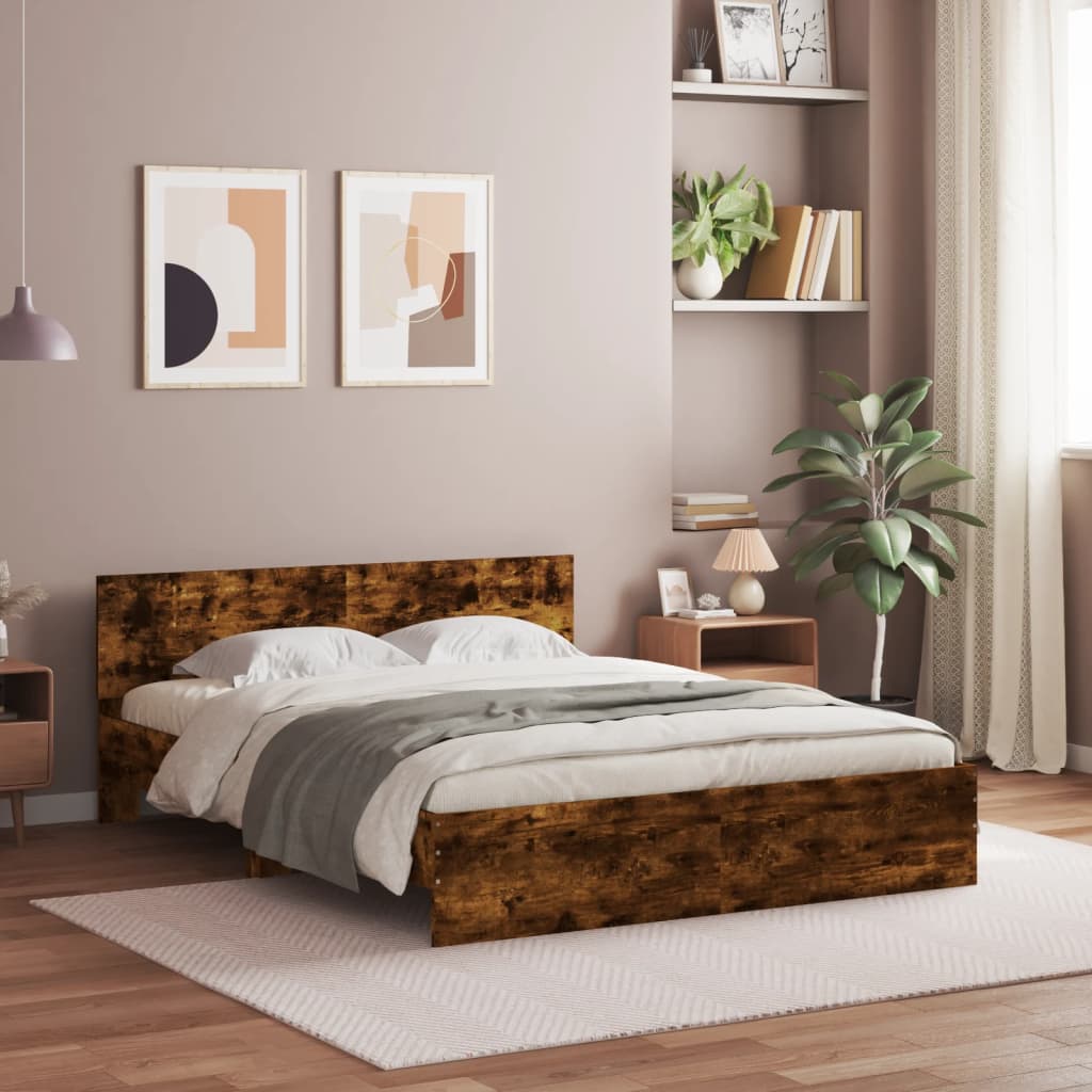 Bed Frame | Smoked oak | Engineered wood, Plywood | 140 x 190 cm | Sturdy