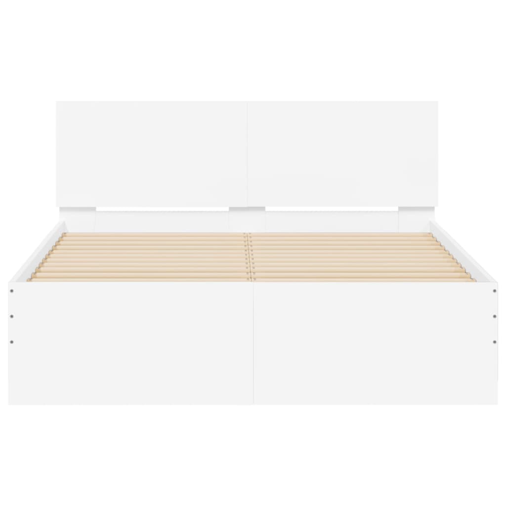 Bed Frame | White | Engineered Wood | Double | Robust | Bed Frame