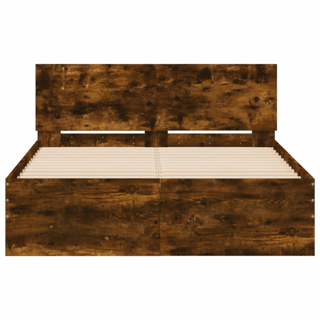 Bed Frame | Smoked Oak | Engineered Wood | 135x190 cm Double | Modern