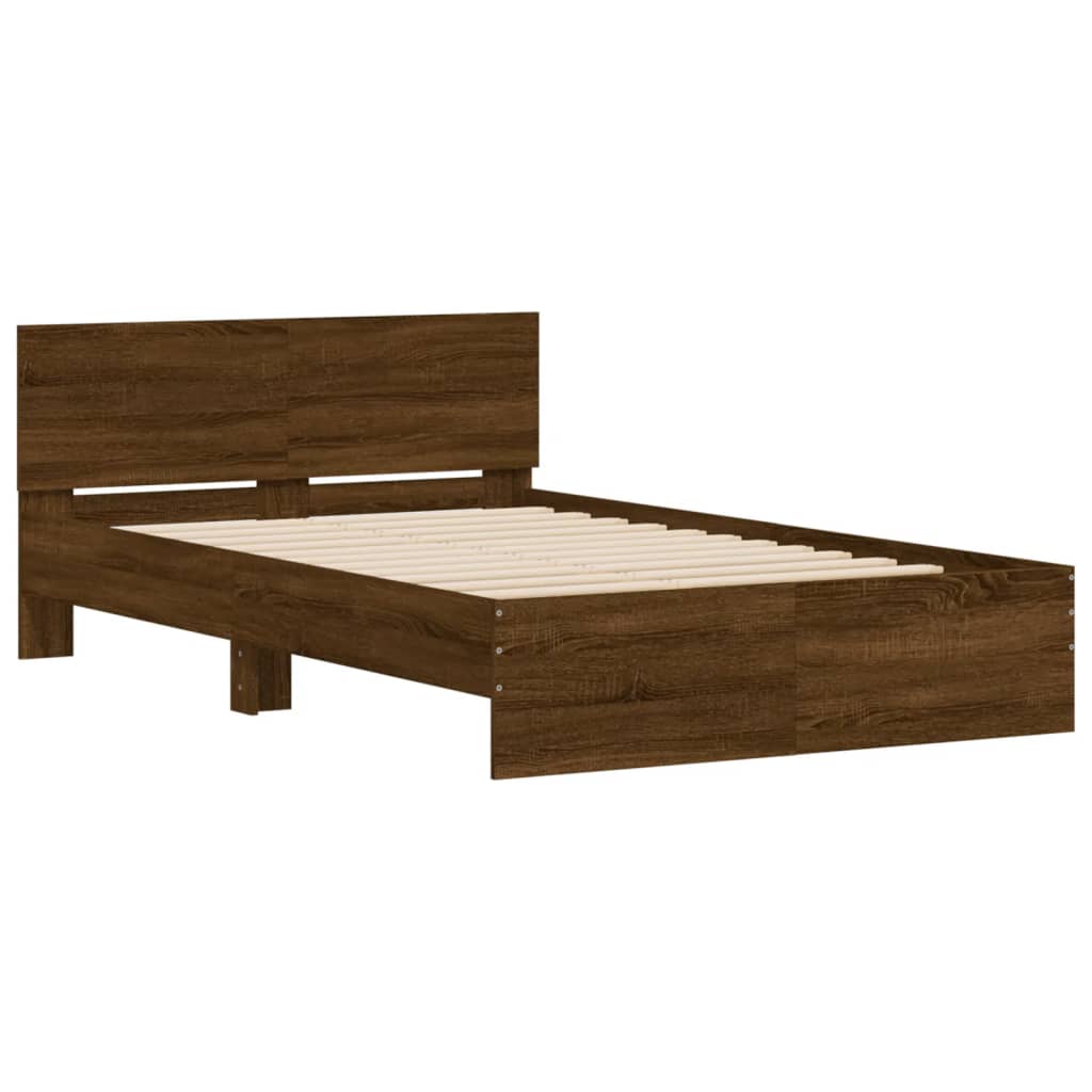 Bed Frame | Brown Oak | Engineered Wood | Double |  Durable  | Bed Frame