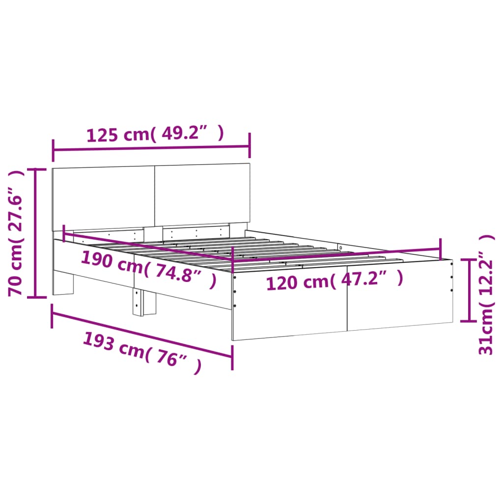 Bed Frame without Mattress Black 120x190 cm Small Double