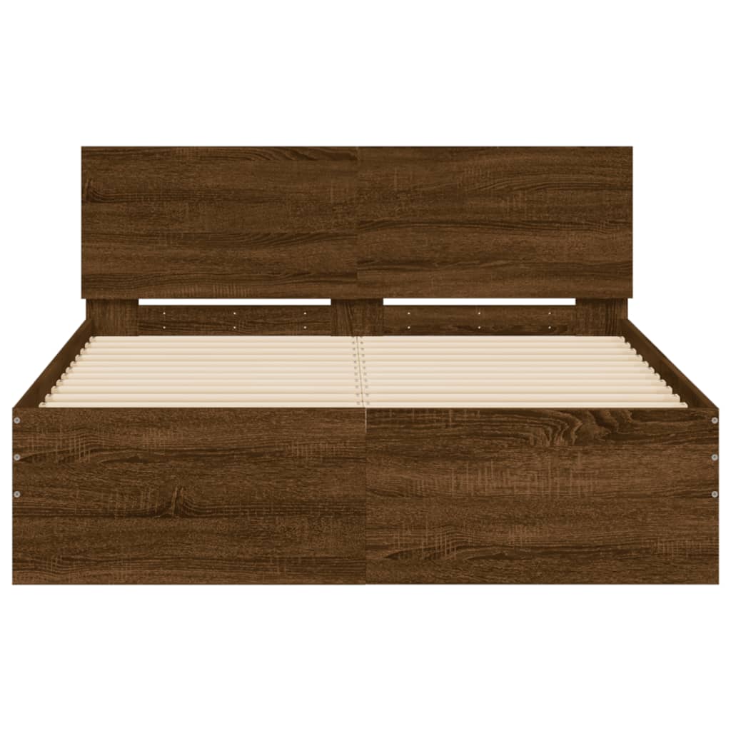 Bed Frame | Brown Oak | Engineered wood, Plywood | Small Double | Modern