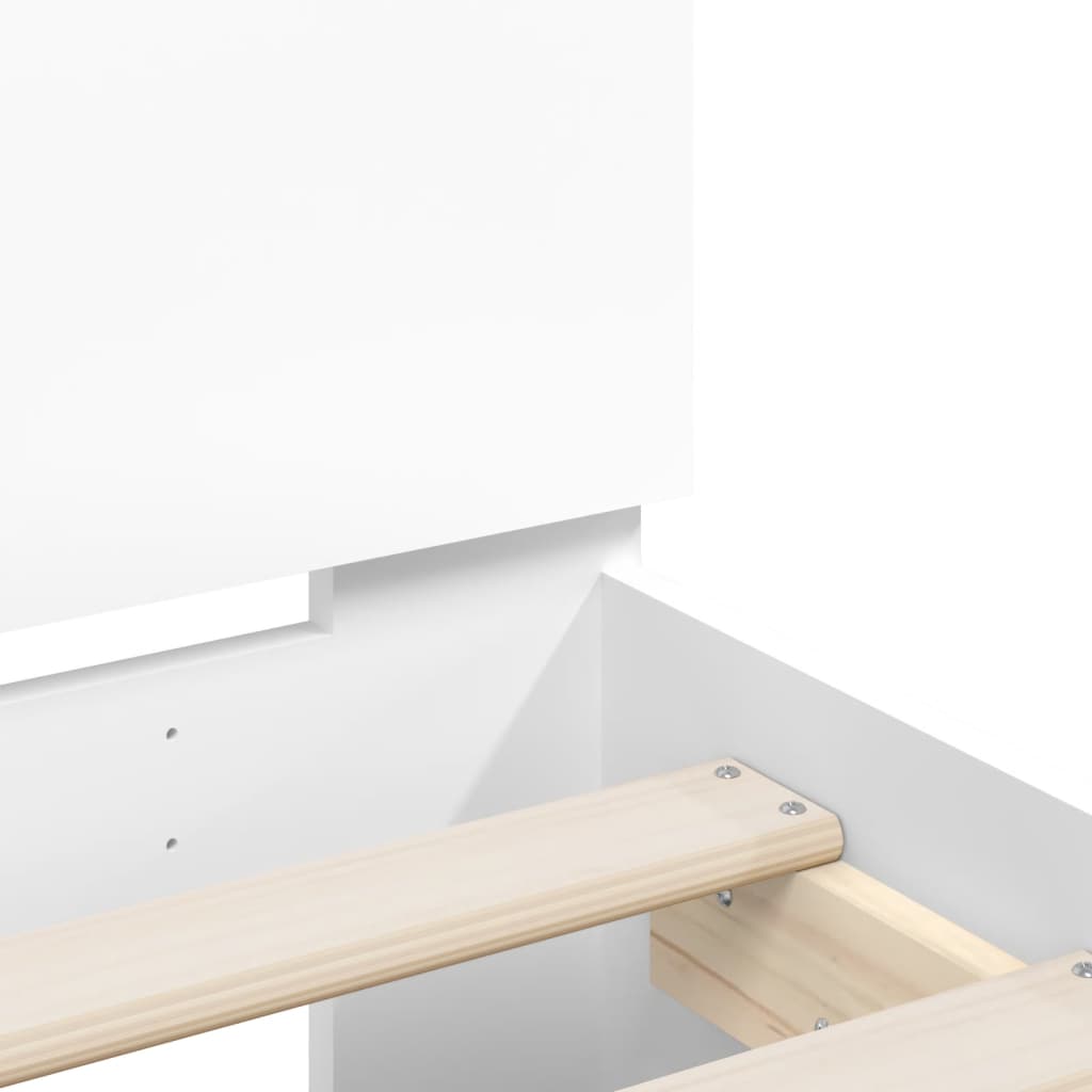 Bed Frame with LED without Mattress White 200x200 cm