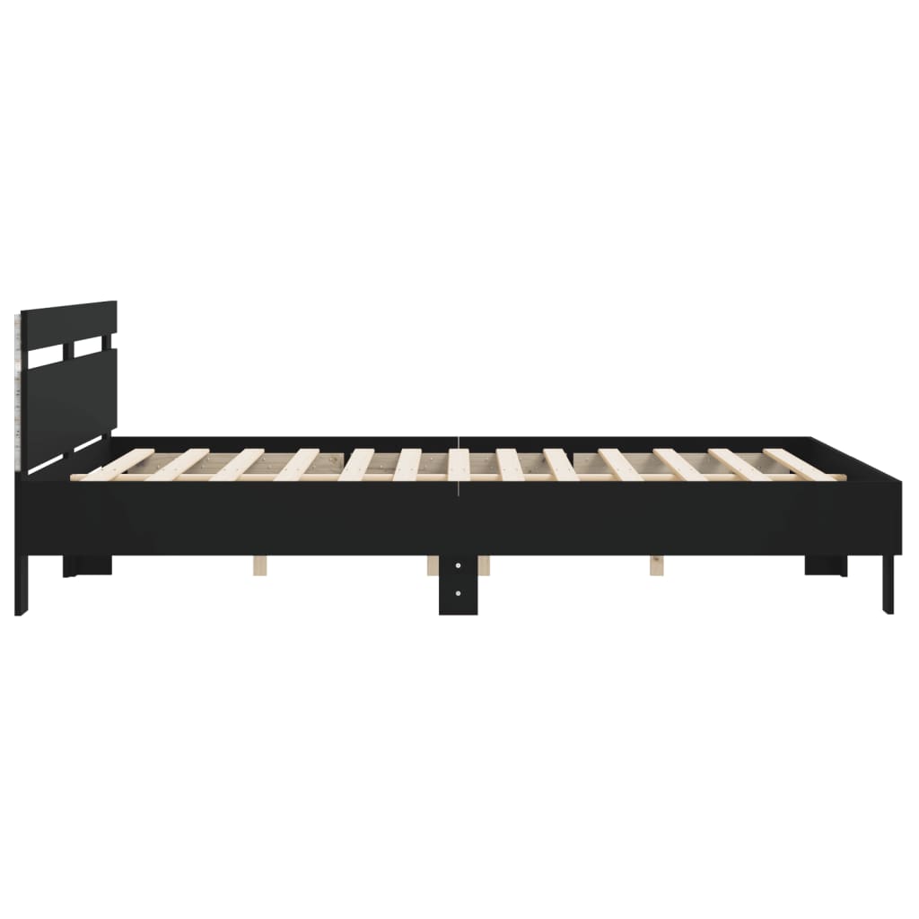 vidaXL Bed Frame with LED without Mattress Black 200x200 cm