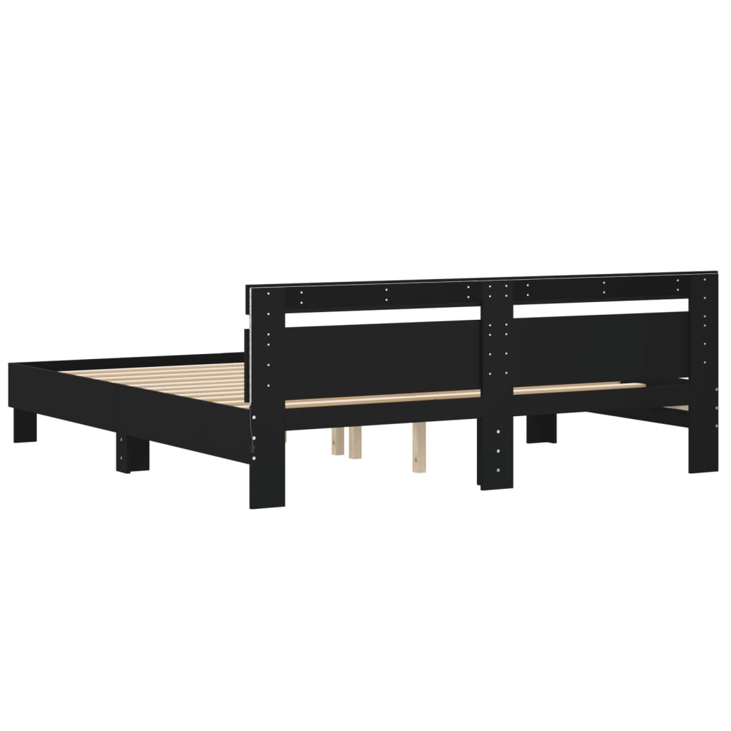 vidaXL Bed Frame with LED without Mattress Black 200x200 cm