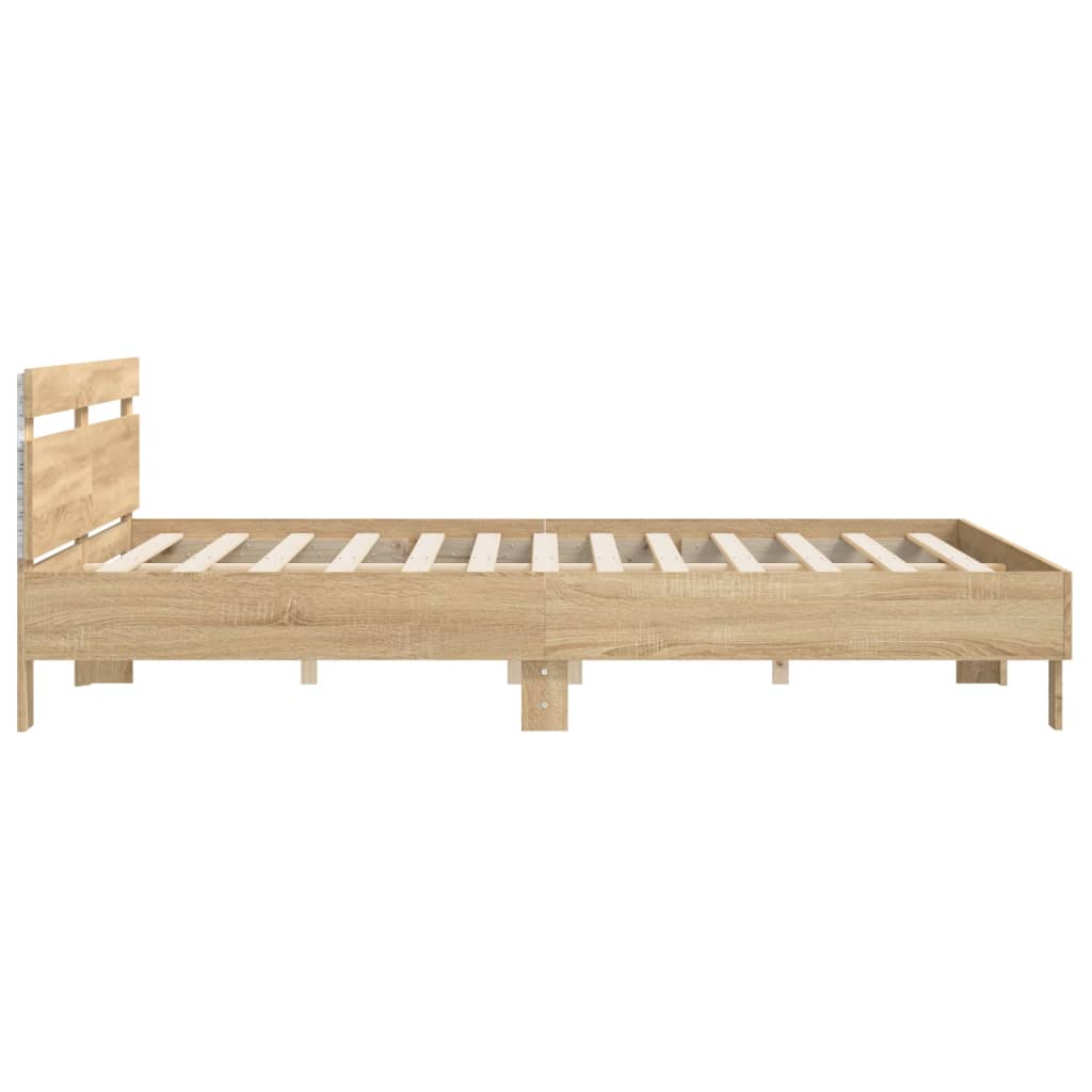 vidaXL Bed Frame with LED without Mattress Sonoma Oak 200x200 cm